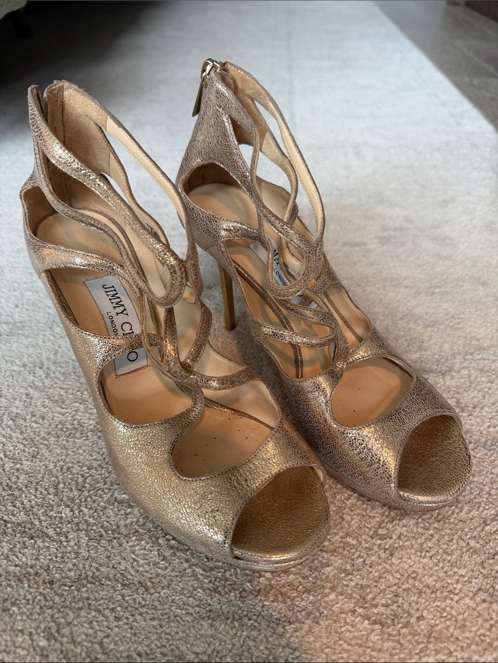 Jimmy Choo | Gold Heels 37.5